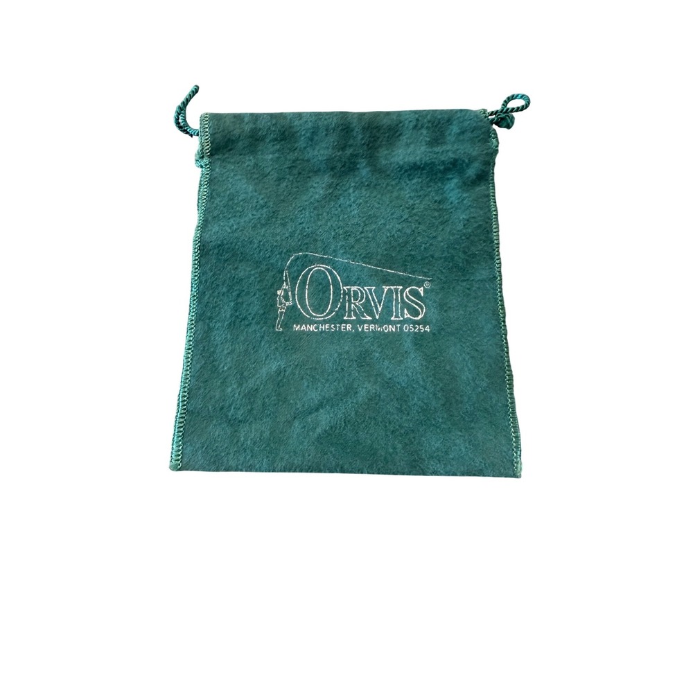 Orvis Green Fleece Pouch Manchester Vermont Fishing Fly‎ Small reel Bag G1